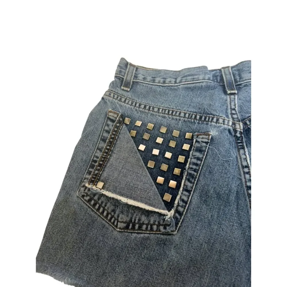 Calvin Klein Shorts Denim Jeans Stud Pocket Size 8 cutoff Y2K